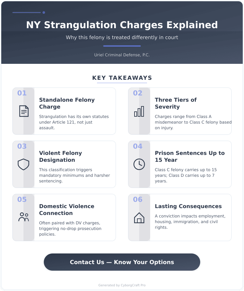 Infographic: Strangulation Charges in New York Are a Felony - Here's Why This Charge Is Treated Differently and What That Means for Your Defense - Key concepts and takeaways