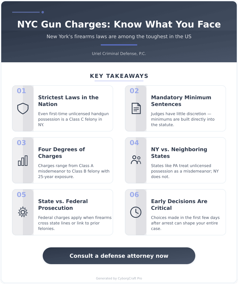 Infographic: Gun Charges in New York City Are Prosecuted More Aggressively Than Almost Anywhere in the Country - Here's What You're Actually Facing - Key concepts and takeaways